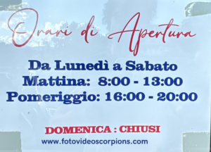 orari apertura studio fotografico Francesco Chiappetta Fotovideo Scorpion's Montalto